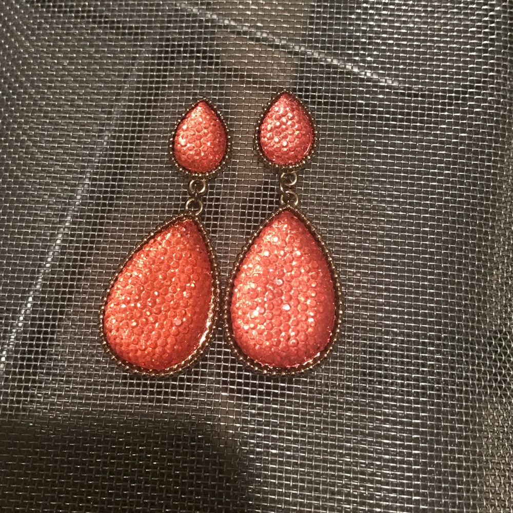 Pink jeweled drop earrings